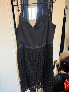 City Chic Black Lattice Midi Dress